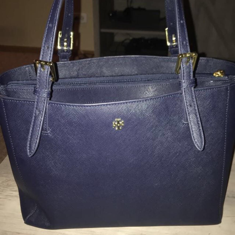 Tory Burch navy blue tote purse
